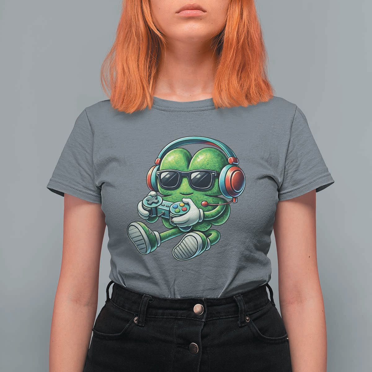 Funny Video Game Shamrock St Patricks Day Gamer T Shirt For Women