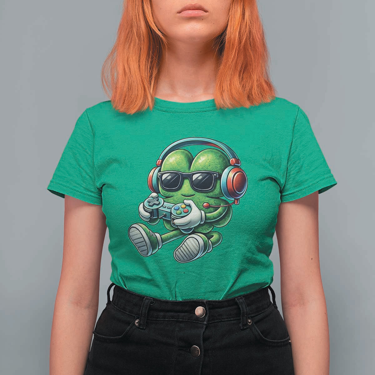 Funny Video Game Shamrock St Patricks Day Gamer T Shirt For Women