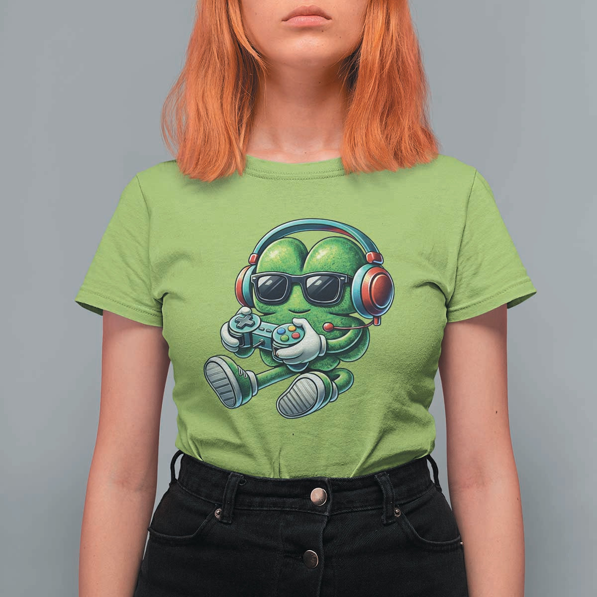 Funny Video Game Shamrock St Patricks Day Gamer T Shirt For Women