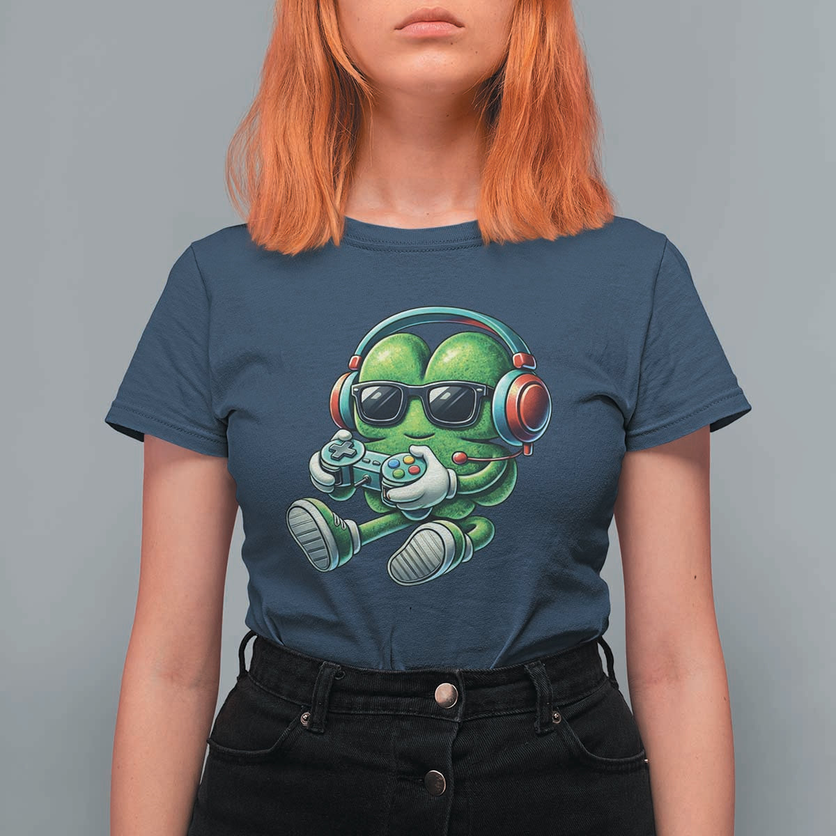 Funny Video Game Shamrock St Patricks Day Gamer T Shirt For Women