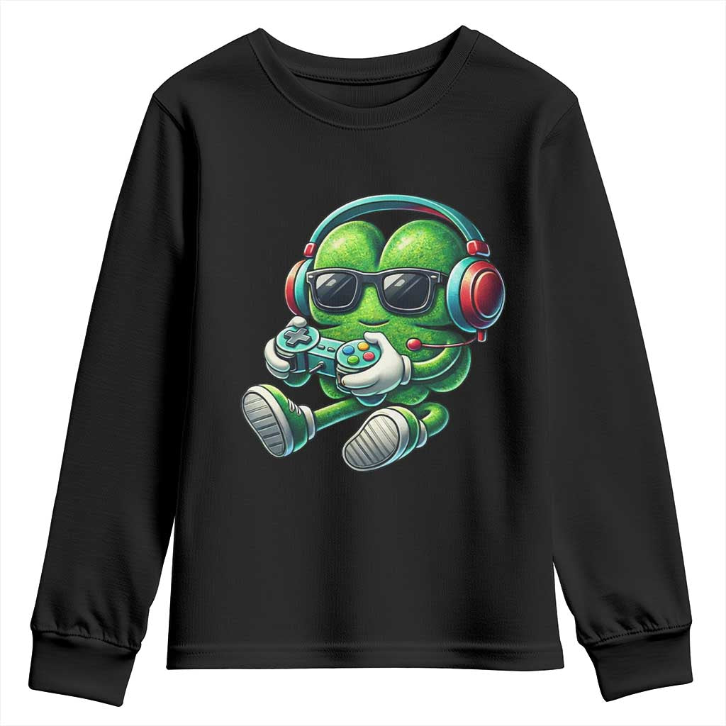 Funny Video Game Shamrock St Patricks Day Gamer Youth Sweatshirt