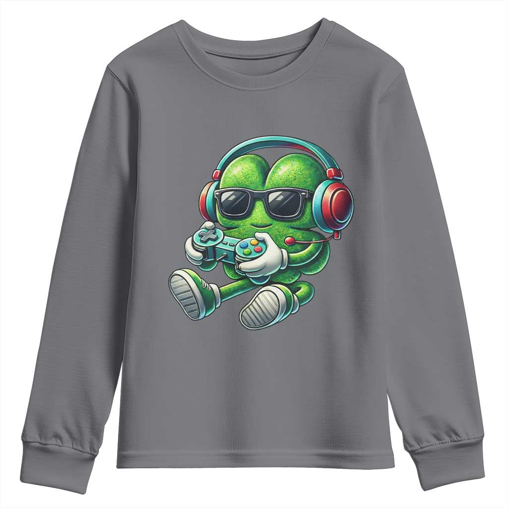 Funny Video Game Shamrock St Patricks Day Gamer Youth Sweatshirt