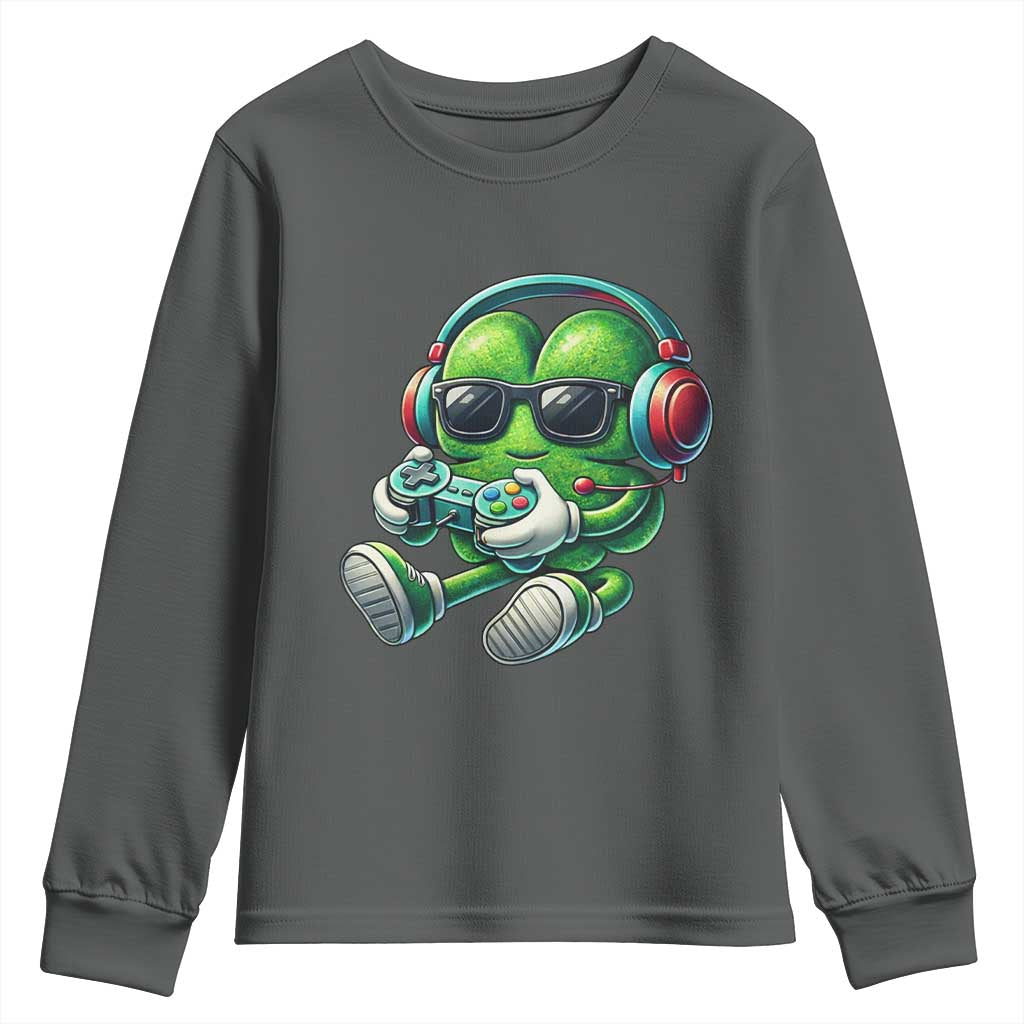 Funny Video Game Shamrock St Patricks Day Gamer Youth Sweatshirt