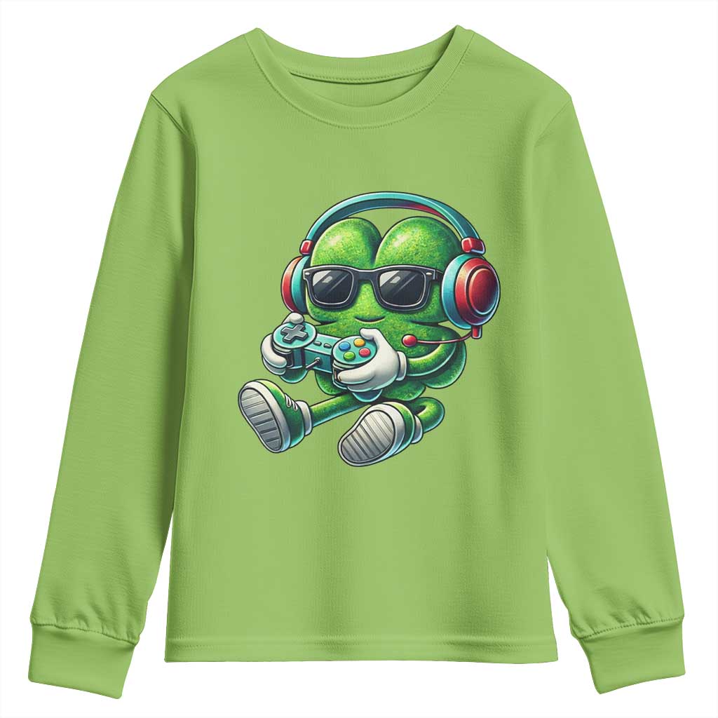 Funny Video Game Shamrock St Patricks Day Gamer Youth Sweatshirt