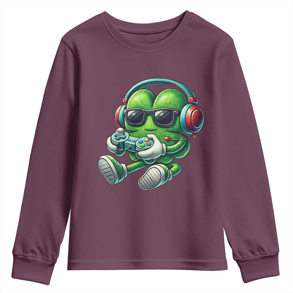 Funny Video Game Shamrock St Patricks Day Gamer Youth Sweatshirt