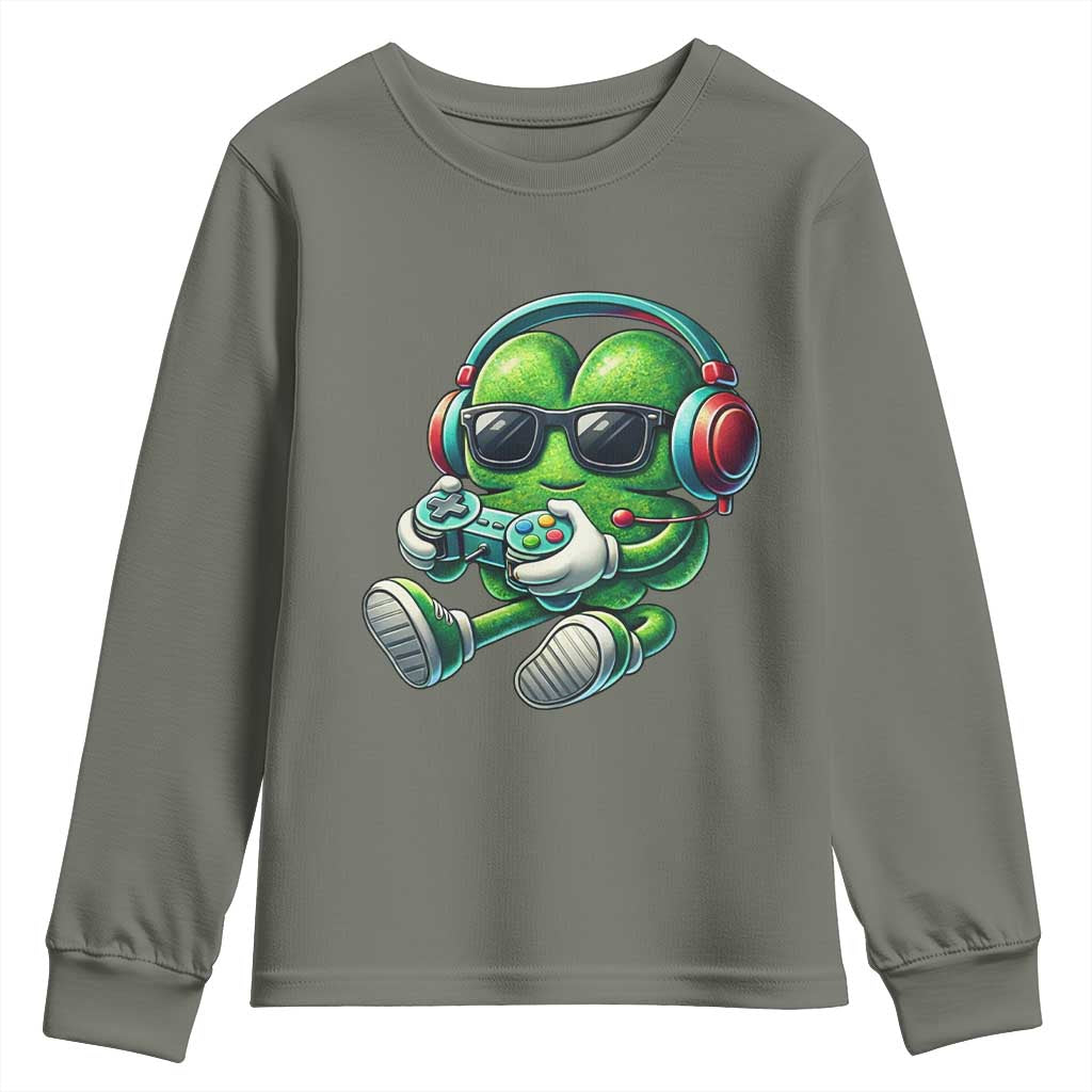 Funny Video Game Shamrock St Patricks Day Gamer Youth Sweatshirt