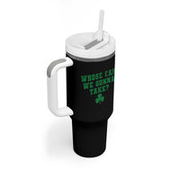 Funny Whose Car We Gonna Take Meme Shamrock Tumbler With Handle