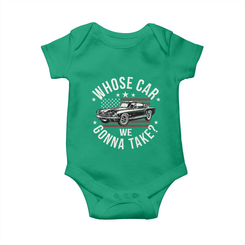 Funny Whose Car We Gonna Take Meme Baby Onesie Car Enthusiast Vintage American Flag
