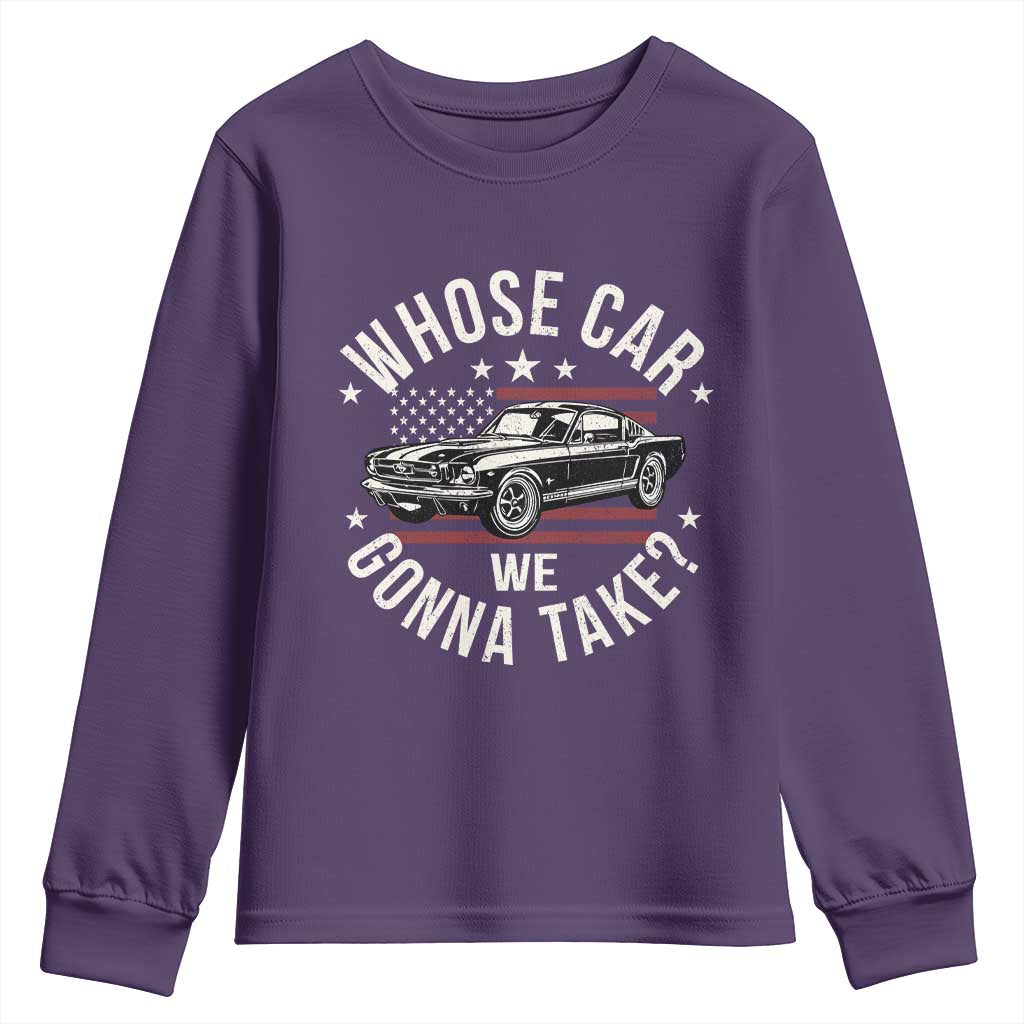 Funny Whose Car We Gonna Take Meme Youth Sweatshirt Car Enthusiast Vintage American Flag
