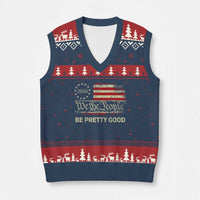 Be Pretti Good V-Neck Knit Sweater Vest Human Rights Protest Vintage Betsy Ross Flag
