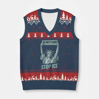 Be Pretti Good Stop Ice V-Neck Knit Sweater Vest Statue Of Liberty Minneapolis Protest
