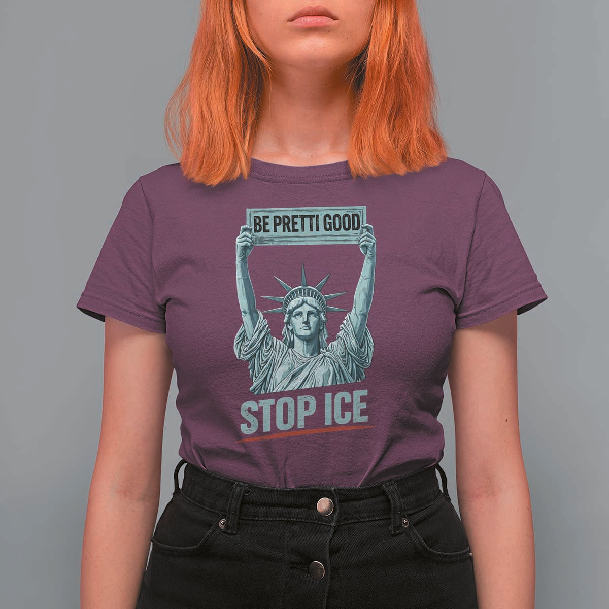 Be Pretti Good Stop Ice T Shirt For Women Statue Of Liberty Minneapolis Protest