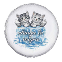 Chinga La Migra Spare Tire Cover Cute Cat Melting Ice Pro Immigrant