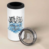 Chinga La Migra 4 in 1 Can Cooler Tumbler Cute Cat Melting Ice Pro Immigrant