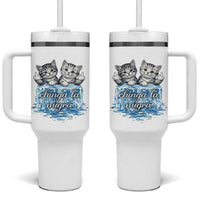 Chinga La Migra Tumbler With Handle Cute Cat Melting Ice Pro Immigrant