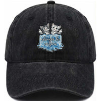 Chinga La Migra Washed Cotton Baseball Cap Cute Cat Melting Ice Pro Immigrant