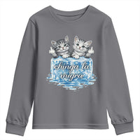 Chinga La Migra Youth Sweatshirt Cute Cat Melting Ice Pro Immigrant