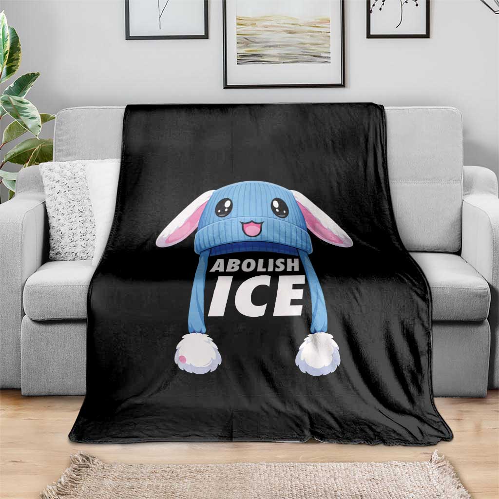 Abolish Ice Throw Blanket Blue Bunny Hat Pro Immigrant Resist Minnesota