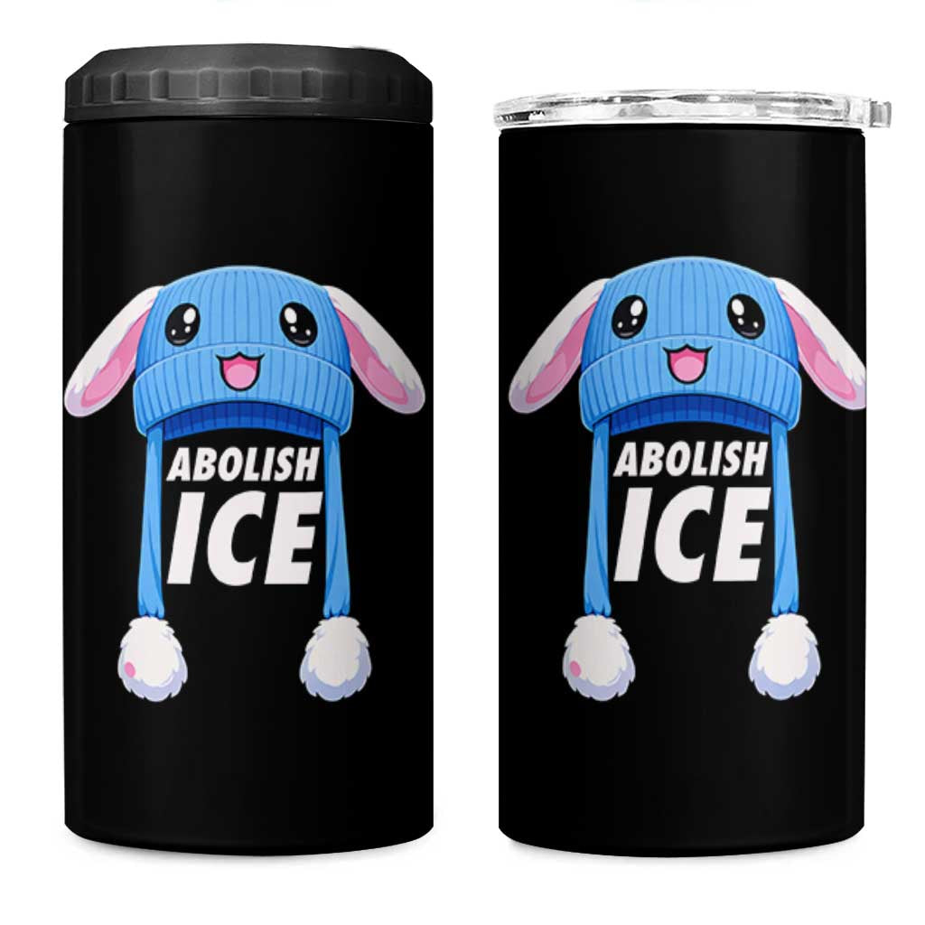 Abolish Ice 4 in 1 Can Cooler Tumbler Blue Bunny Hat Pro Immigrant Resist Minnesota