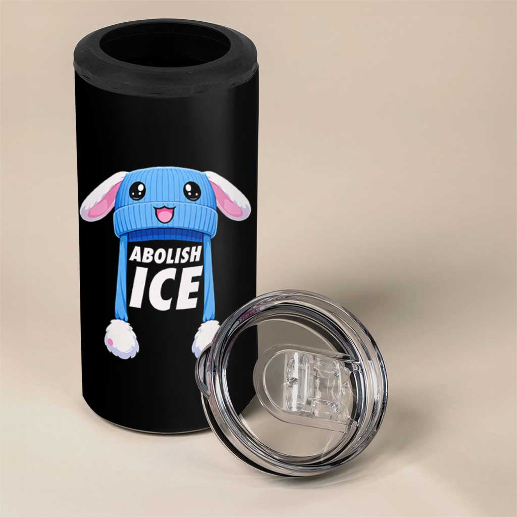 Abolish Ice 4 in 1 Can Cooler Tumbler Blue Bunny Hat Pro Immigrant Resist Minnesota