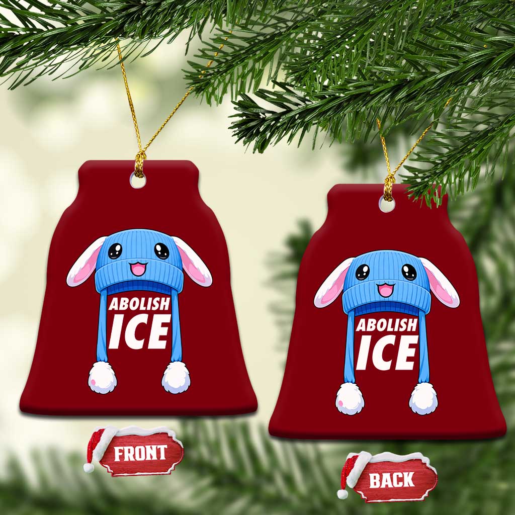 Abolish Ice Ceramic Ornament Blue Bunny Hat Pro Immigrant Resist Minnesota