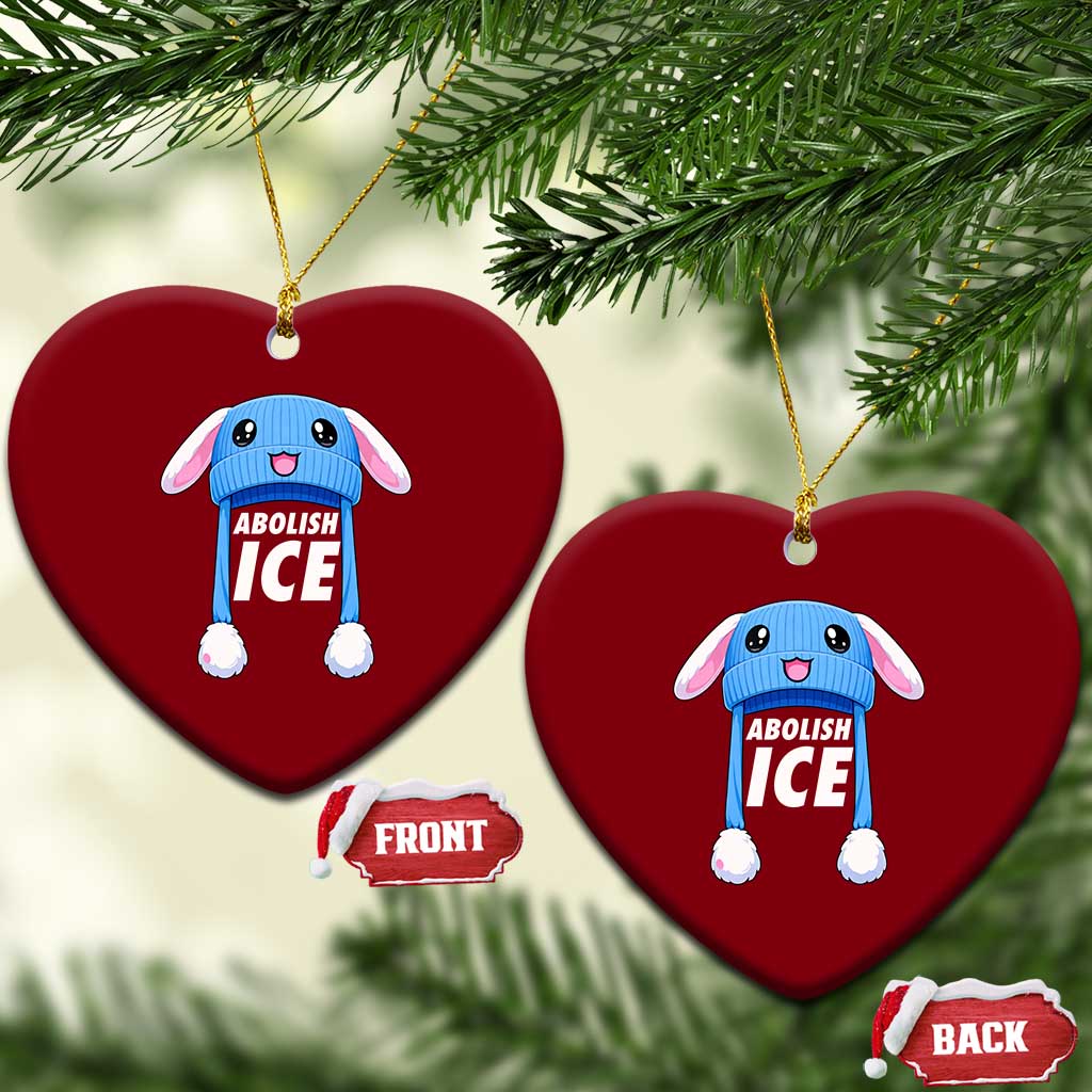 Abolish Ice Ceramic Ornament Blue Bunny Hat Pro Immigrant Resist Minnesota