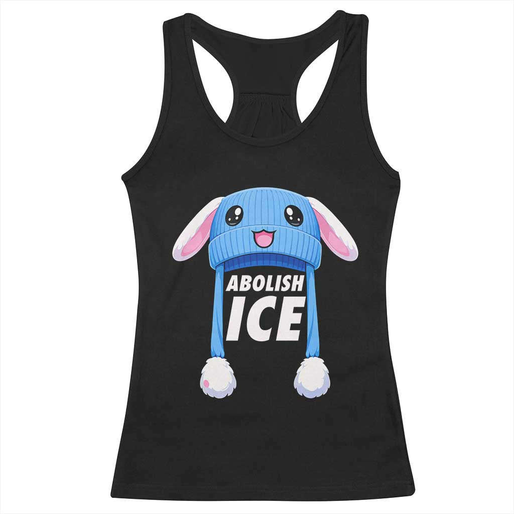 Abolish Ice Racerback Tank Top Blue Bunny Hat Pro Immigrant Resist Minnesota