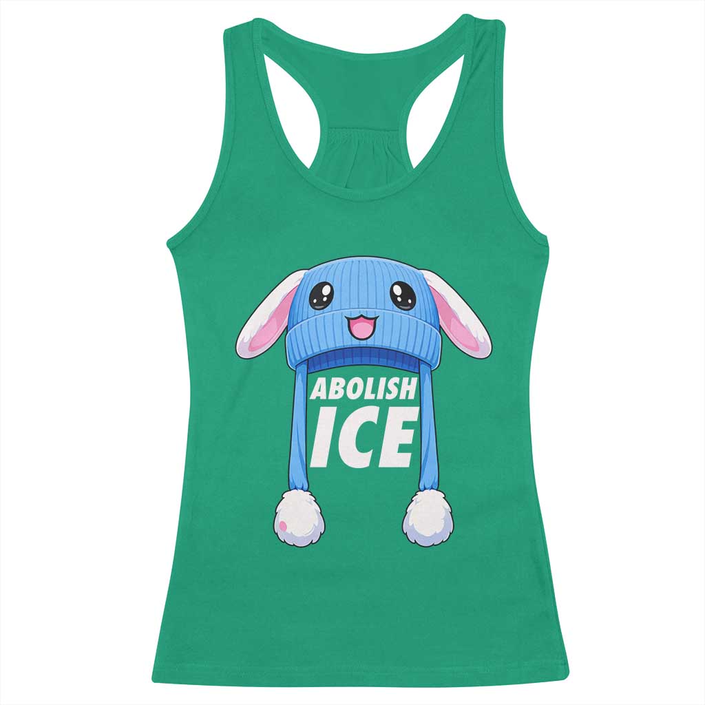 Abolish Ice Racerback Tank Top Blue Bunny Hat Pro Immigrant Resist Minnesota