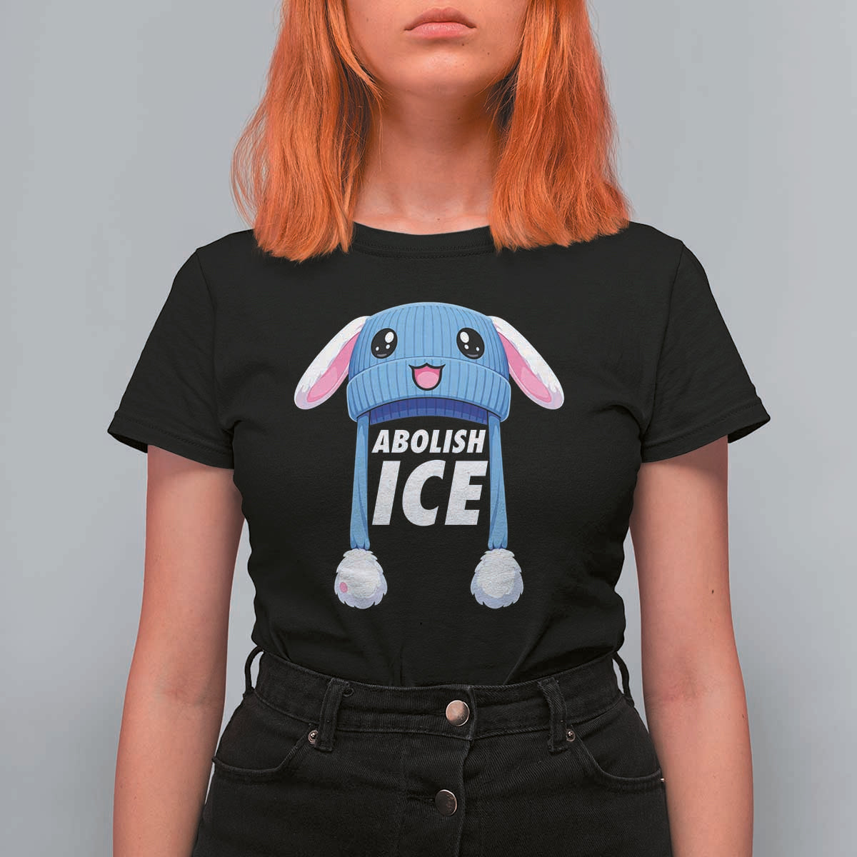 Abolish Ice T Shirt For Women Blue Bunny Hat Pro Immigrant Resist Minnesota