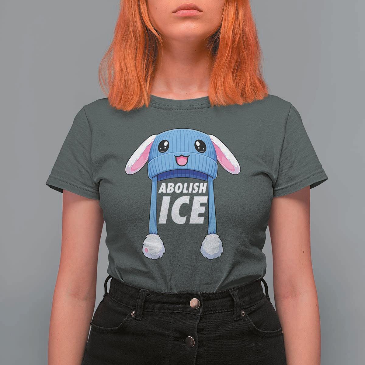 Abolish Ice T Shirt For Women Blue Bunny Hat Pro Immigrant Resist Minnesota