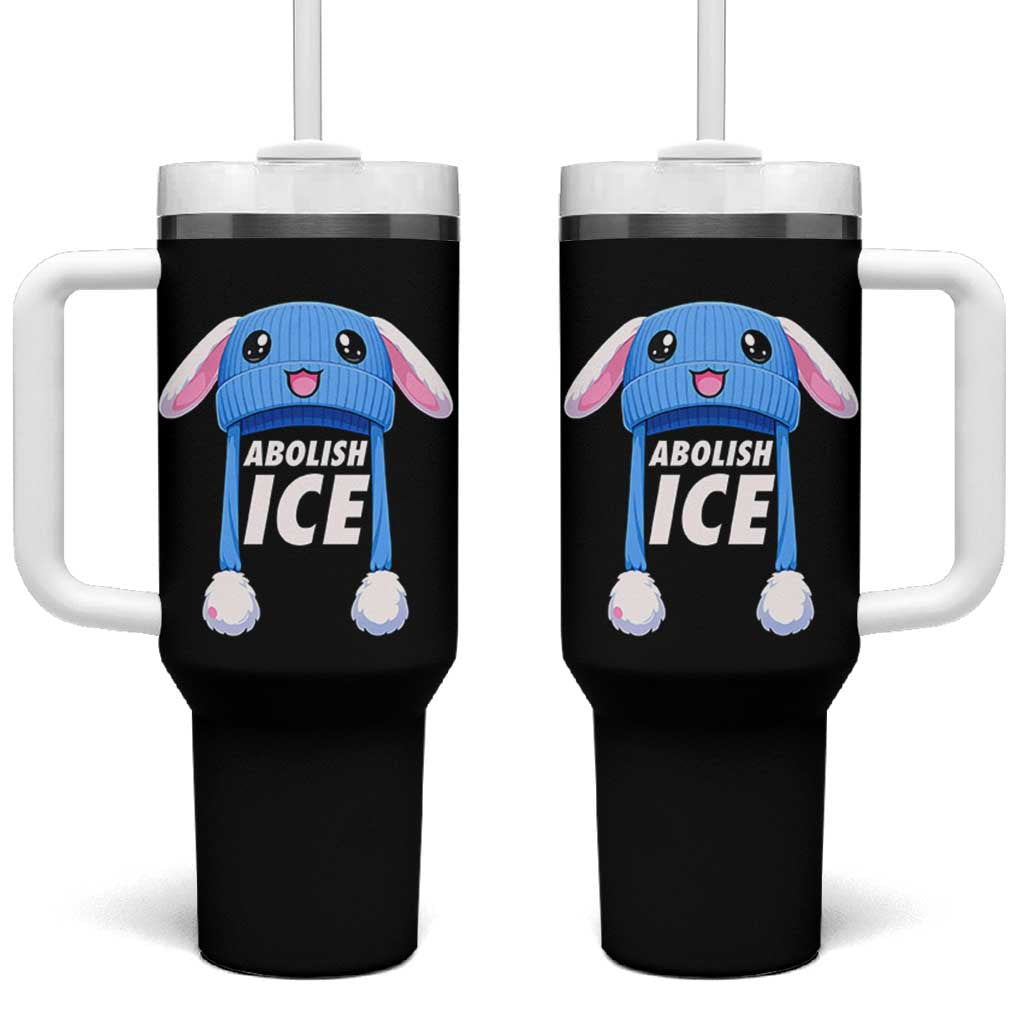 Abolish Ice Tumbler With Handle Blue Bunny Hat Pro Immigrant Resist Minnesota