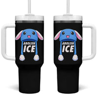 Abolish Ice Tumbler With Handle Blue Bunny Hat Pro Immigrant Resist Minnesota