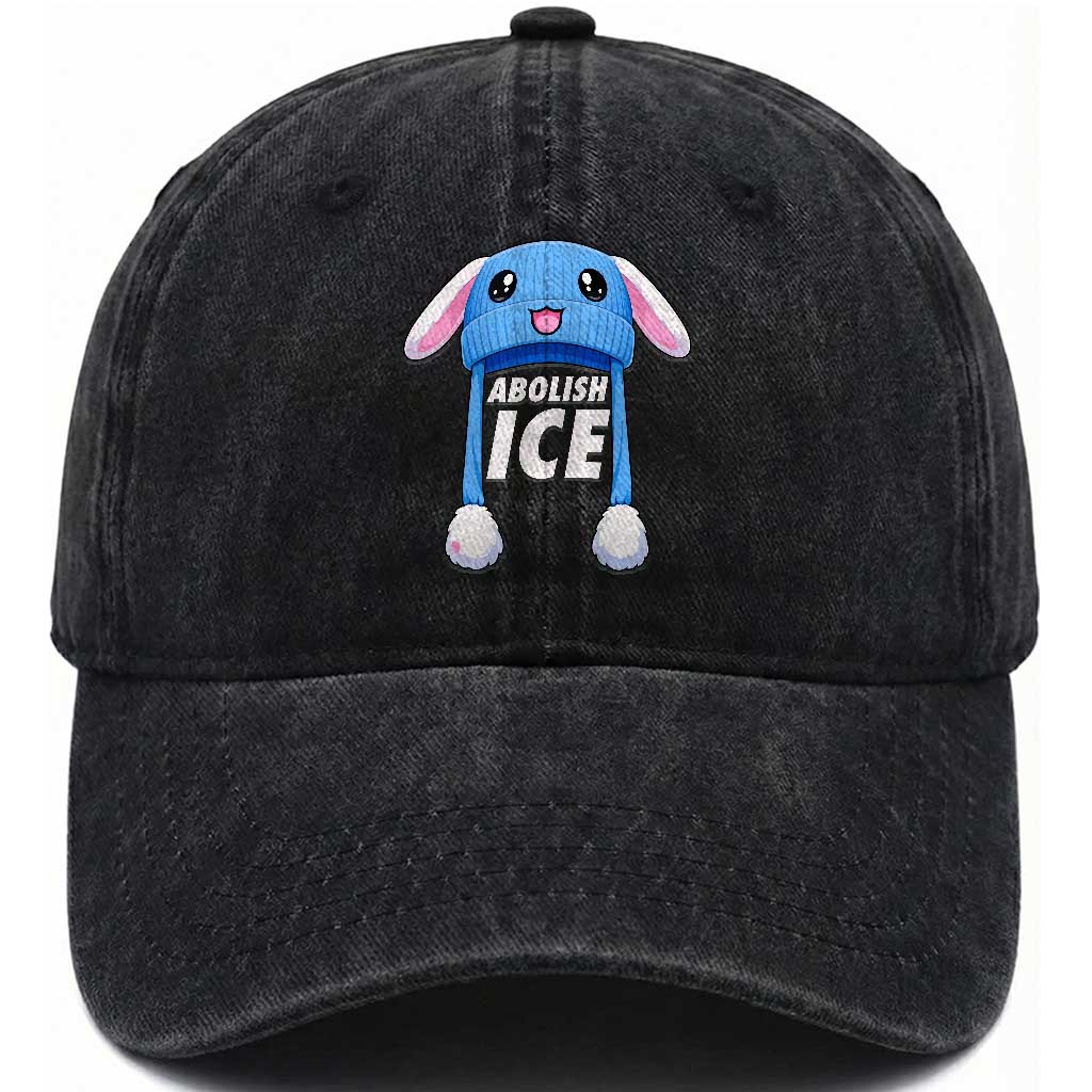 Abolish Ice Washed Cotton Baseball Cap Blue Bunny Hat Pro Immigrant Resist Minnesota