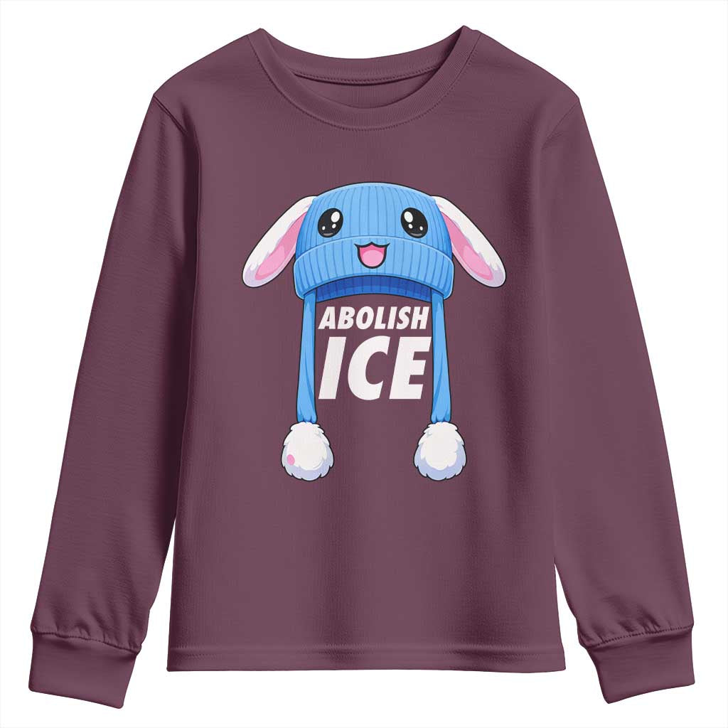 Abolish Ice Youth Sweatshirt Blue Bunny Hat Pro Immigrant Resist Minnesota