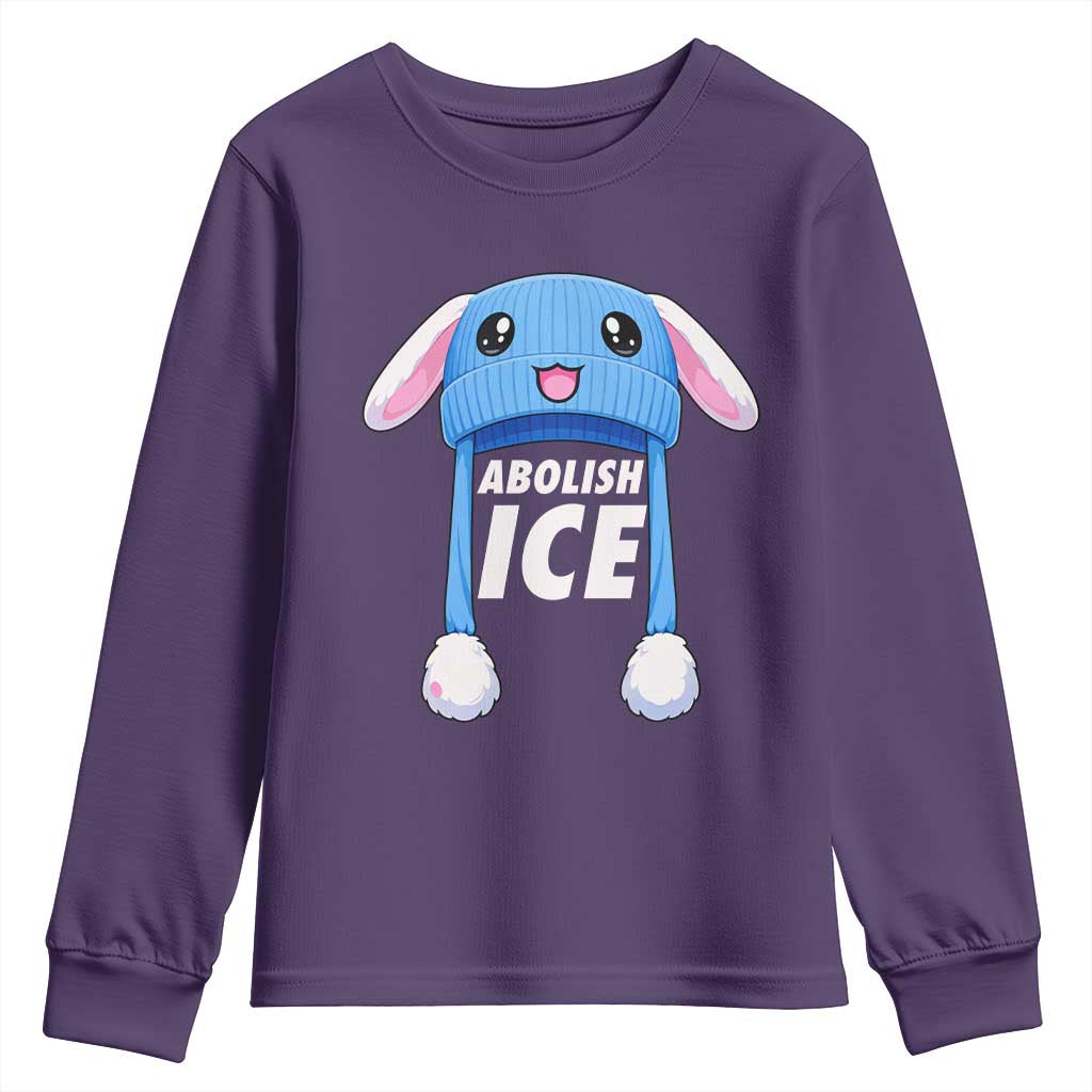 Abolish Ice Youth Sweatshirt Blue Bunny Hat Pro Immigrant Resist Minnesota