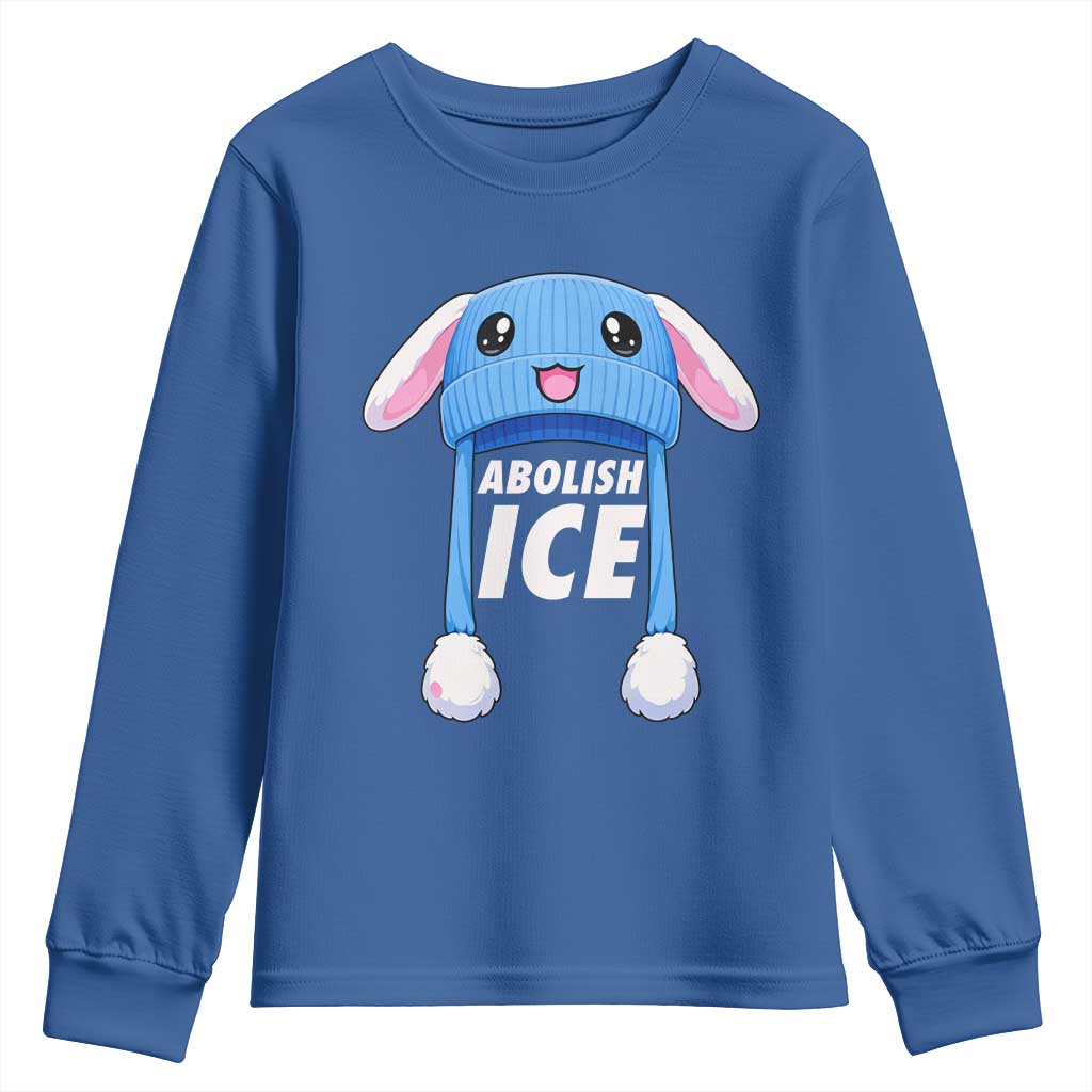 Abolish Ice Youth Sweatshirt Blue Bunny Hat Pro Immigrant Resist Minnesota