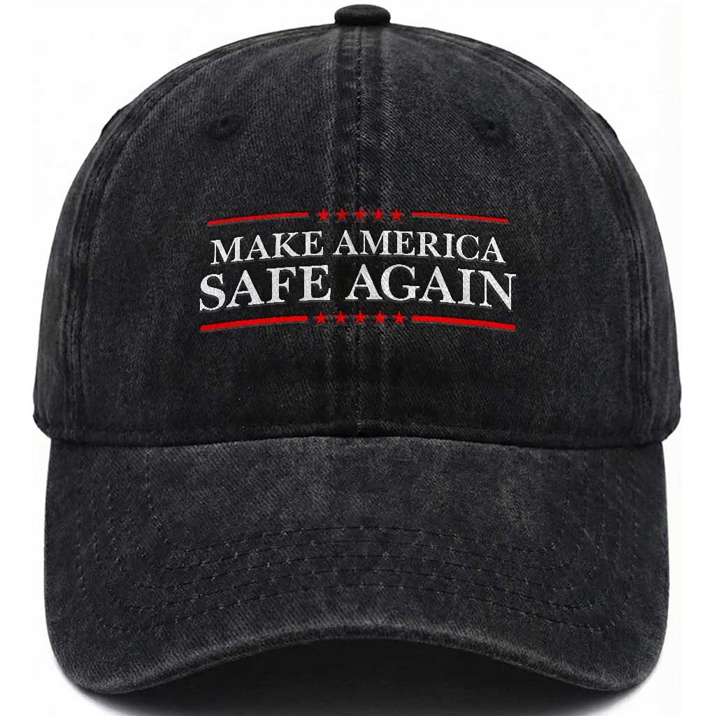 Make America Safe Again Washed Cotton Baseball Cap Funny US Patriotic 4th of July
