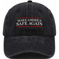 Make America Safe Again Washed Cotton Baseball Cap Funny US Patriotic 4th of July