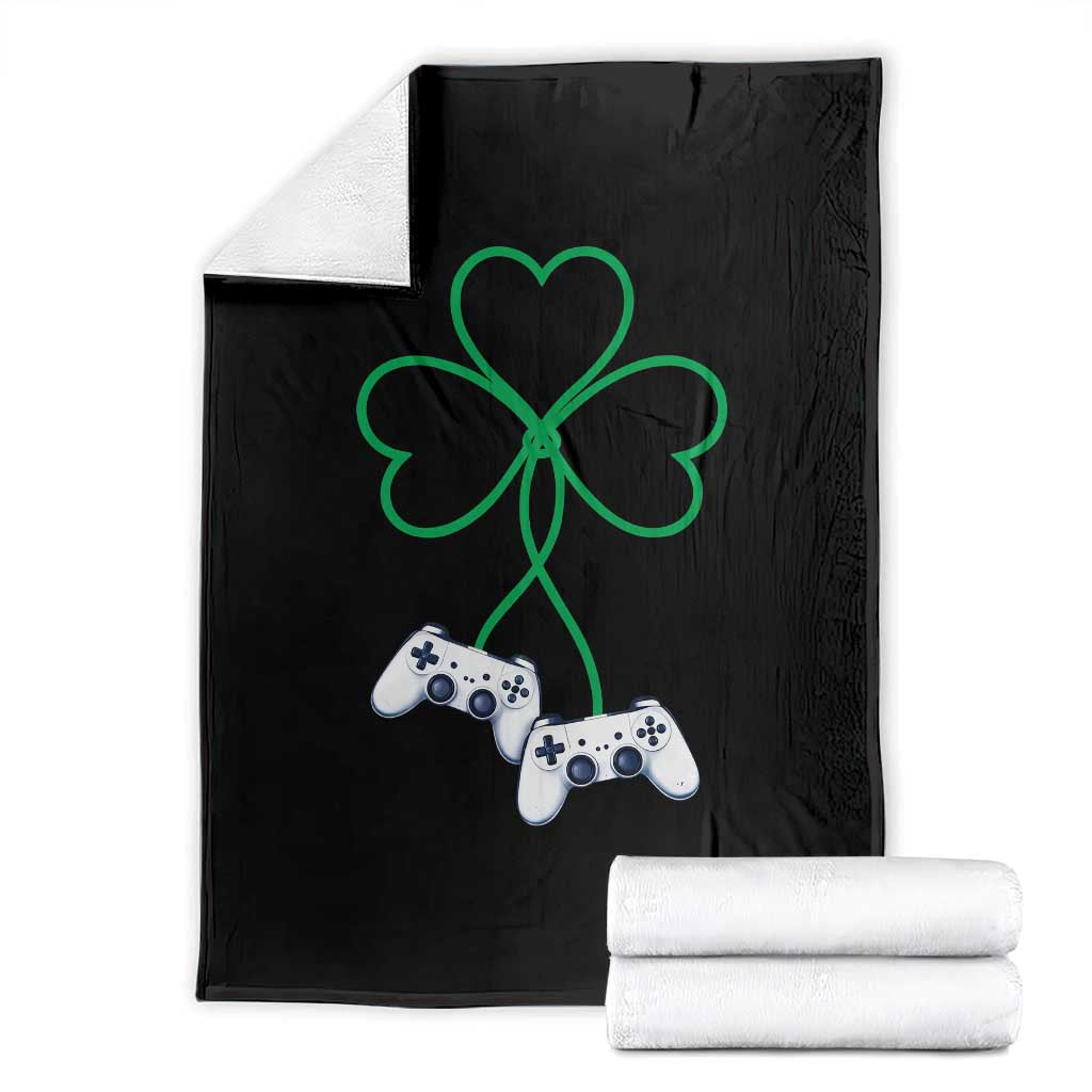 Video Game Lover St Patricks Day with Shamrock Controllers Throw Blanket