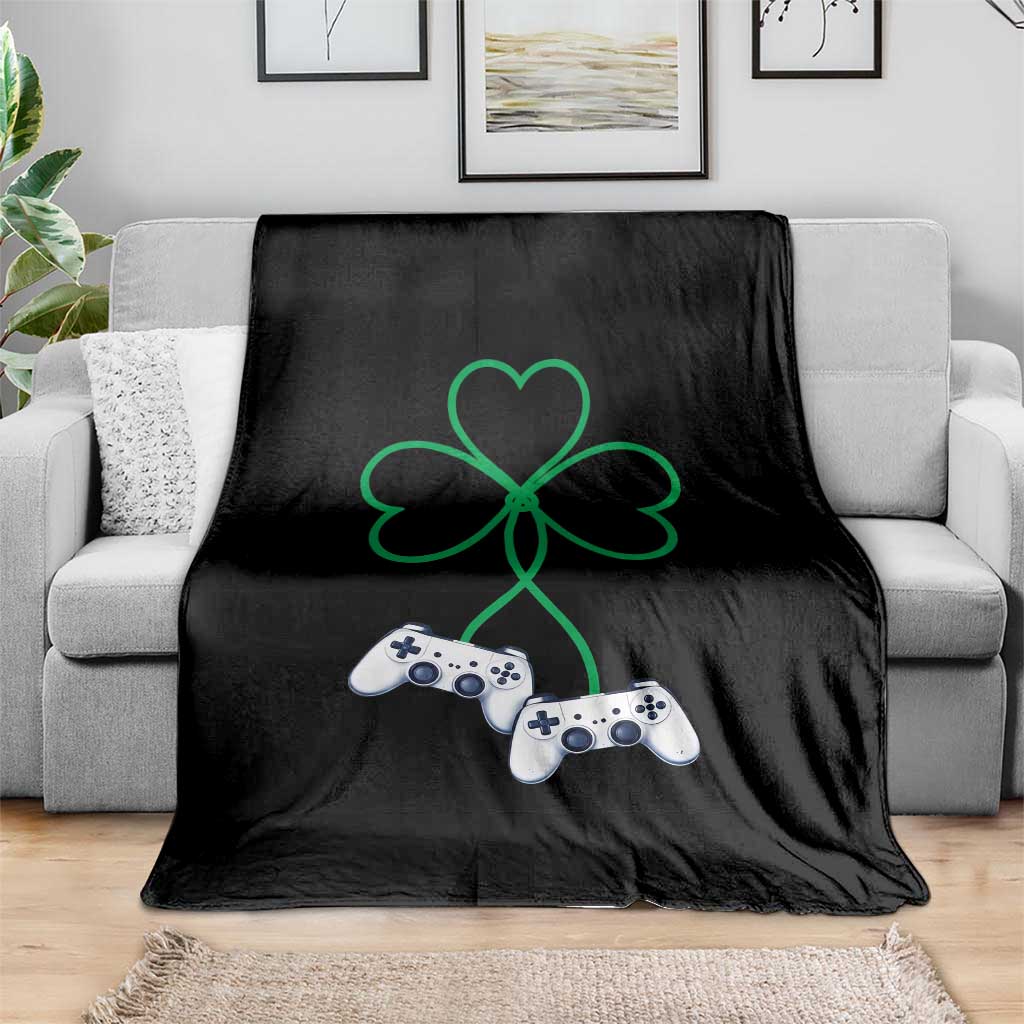 Video Game Lover St Patricks Day with Shamrock Controllers Throw Blanket