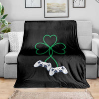 Video Game Lover St Patricks Day with Shamrock Controllers Throw Blanket