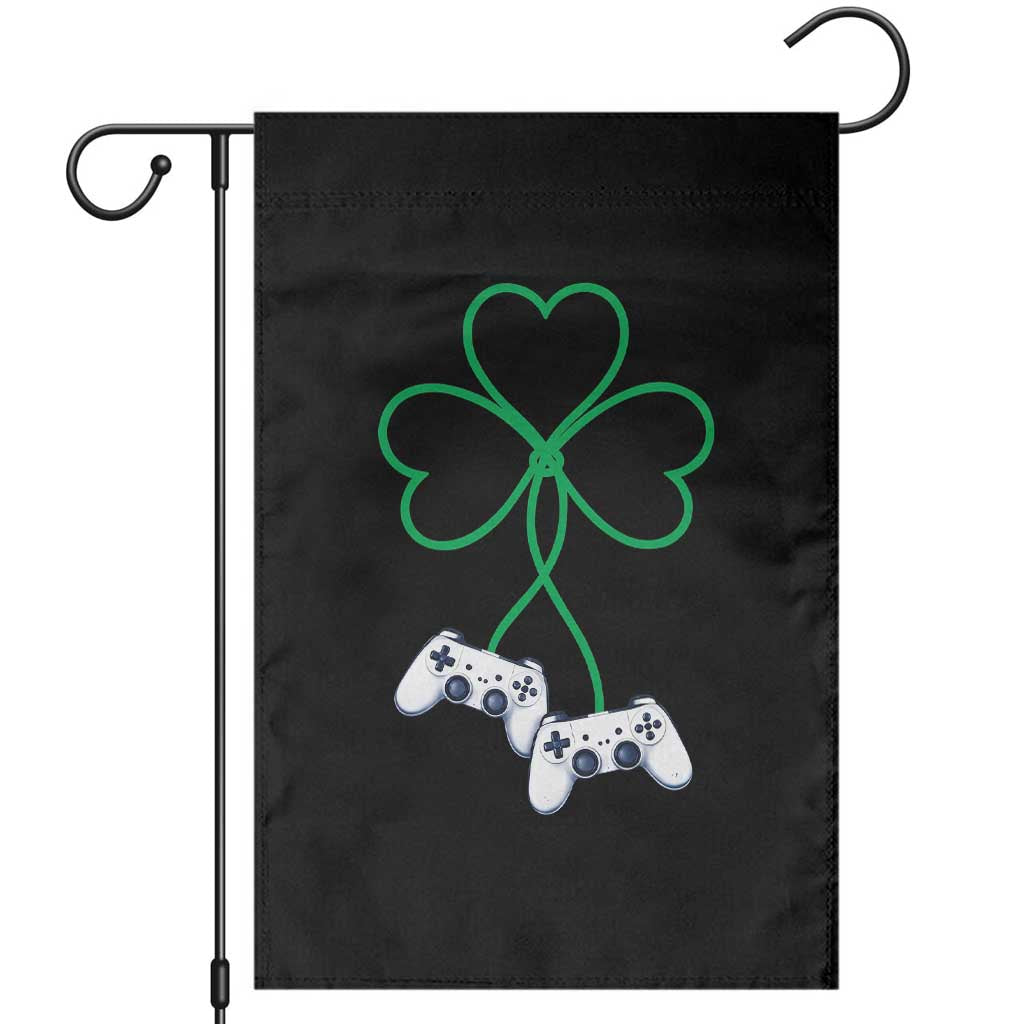 Video Game Lover St Patricks Day with Shamrock Controllers Garden Flag