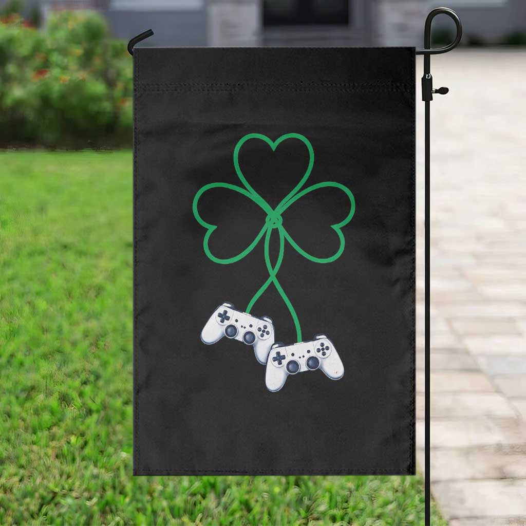 Video Game Lover St Patricks Day with Shamrock Controllers Garden Flag