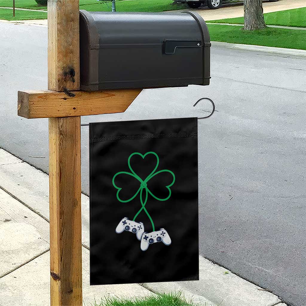 Video Game Lover St Patricks Day with Shamrock Controllers Garden Flag