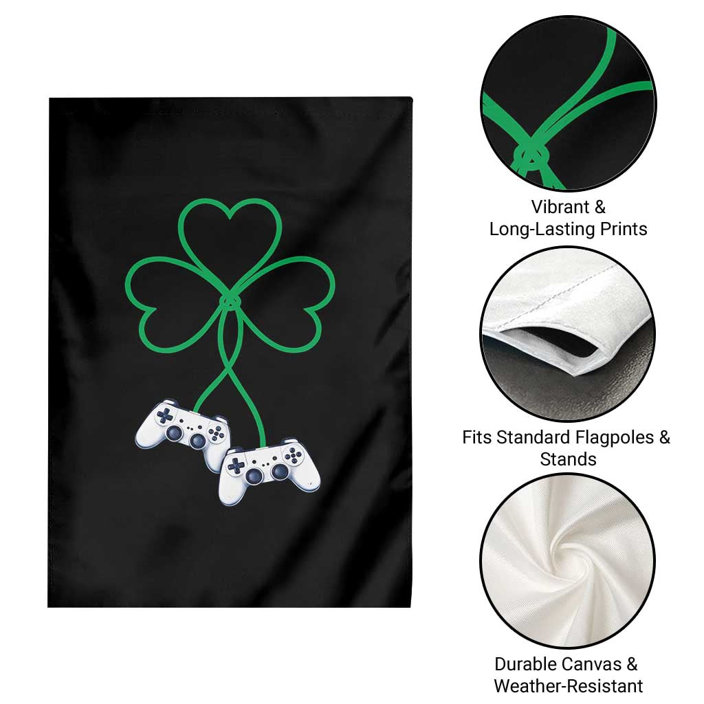 Video Game Lover St Patricks Day with Shamrock Controllers Garden Flag
