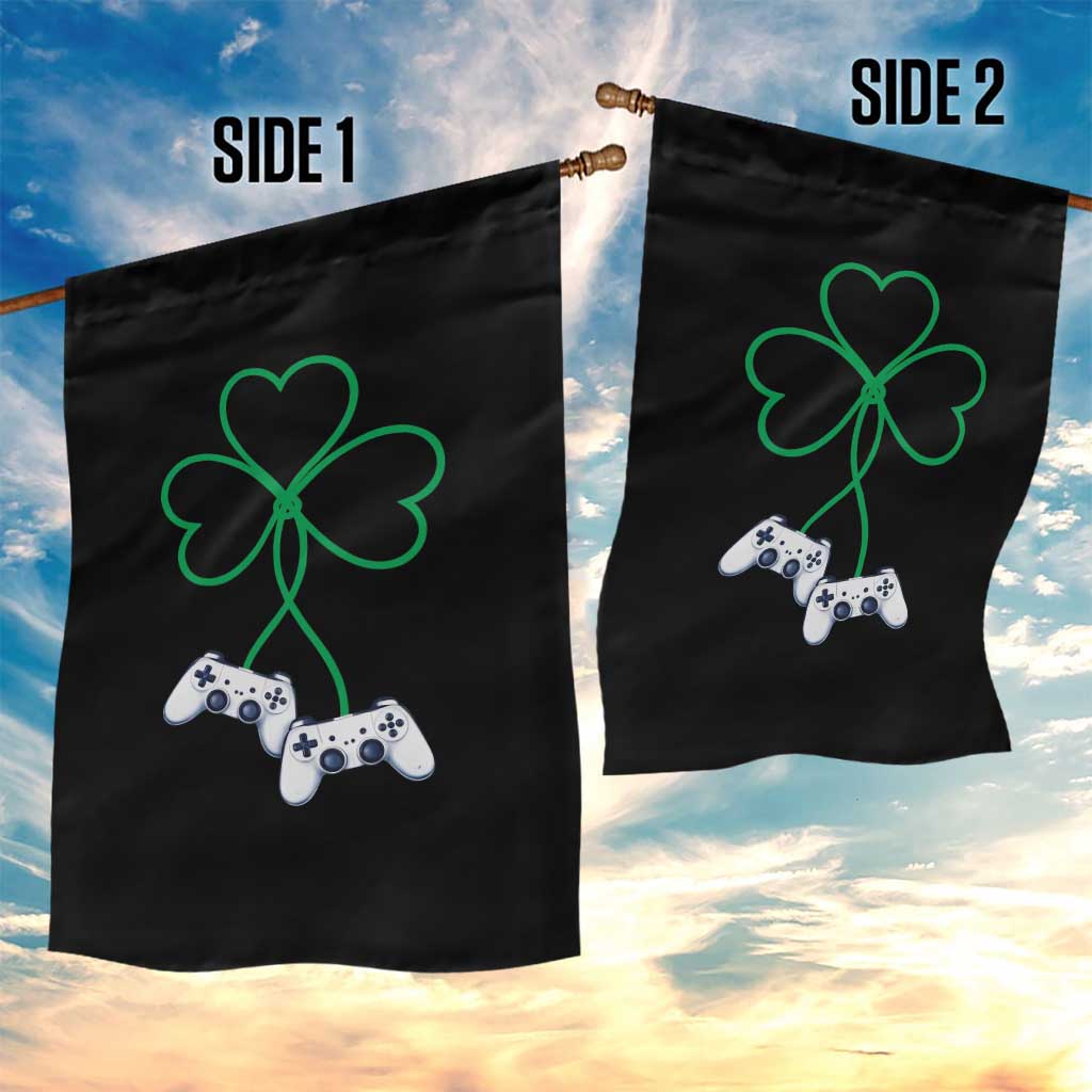 Video Game Lover St Patricks Day with Shamrock Controllers Garden Flag