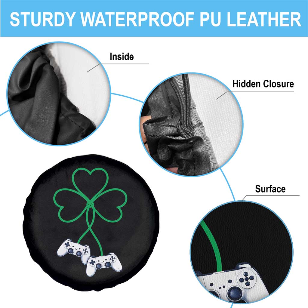 Video Game Lover St Patricks Day with Shamrock Controllers Spare Tire Cover