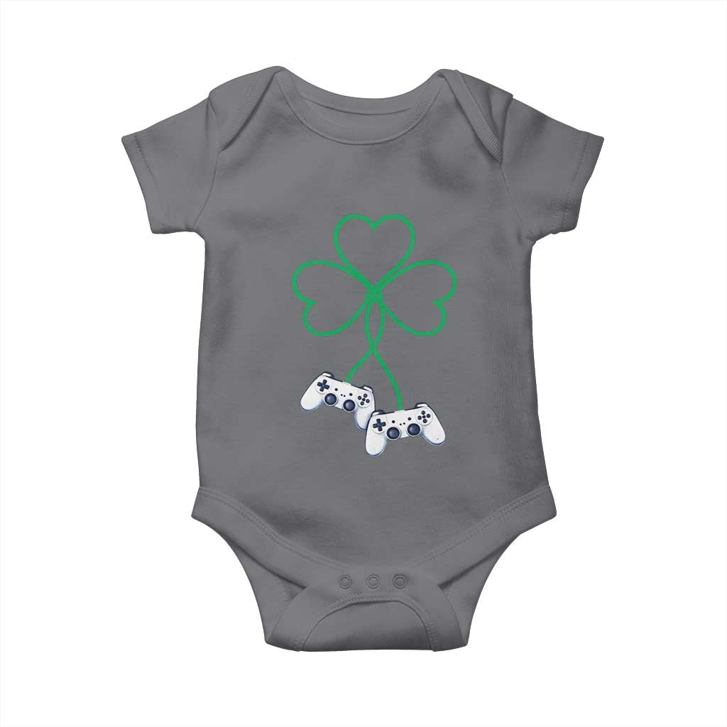 Video Game Lover St Patricks Day with Shamrock Controllers Baby Onesie