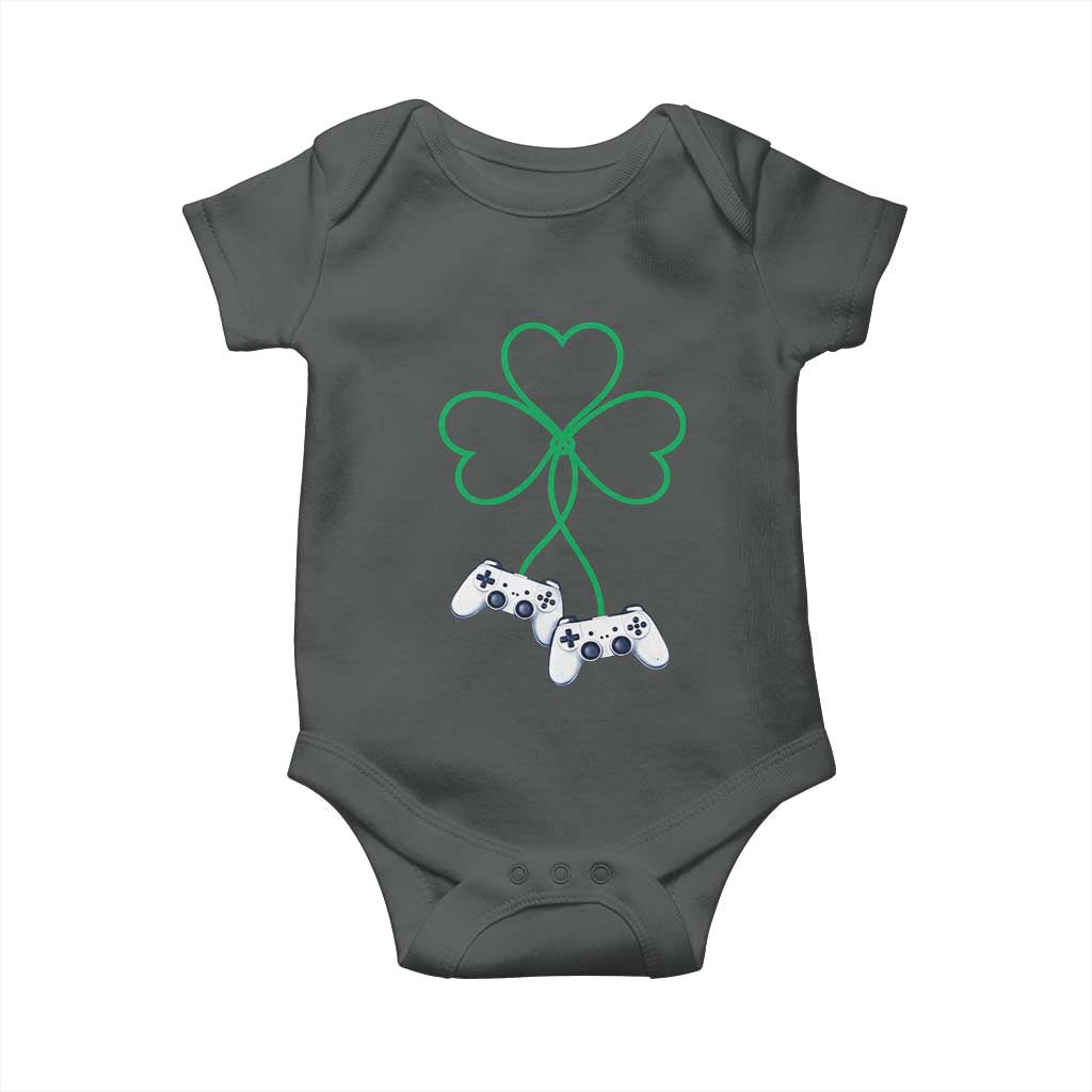 Video Game Lover St Patricks Day with Shamrock Controllers Baby Onesie
