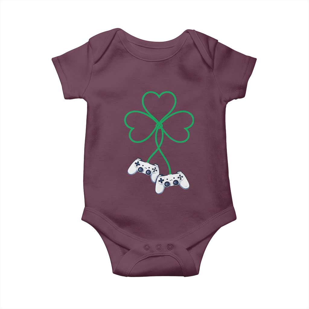Video Game Lover St Patricks Day with Shamrock Controllers Baby Onesie